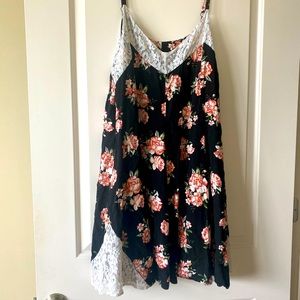 Black and floral dress, lace detail